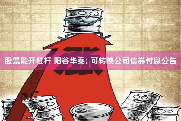 股票能开杠杆 阳谷华泰: 可转换公司债券付息公告